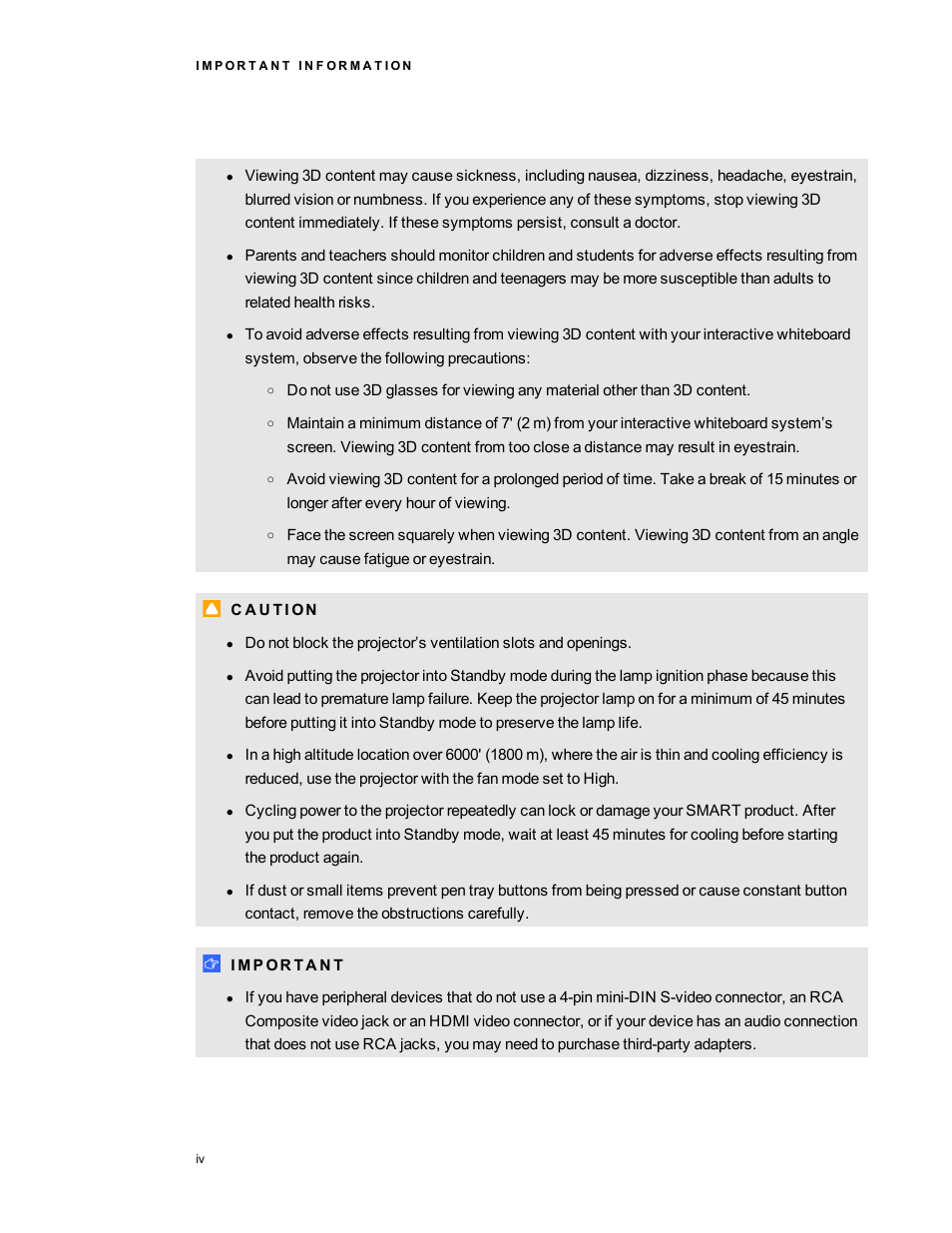 Smart Technologies 800i5e-SMP User Manual | Page 6 / 118