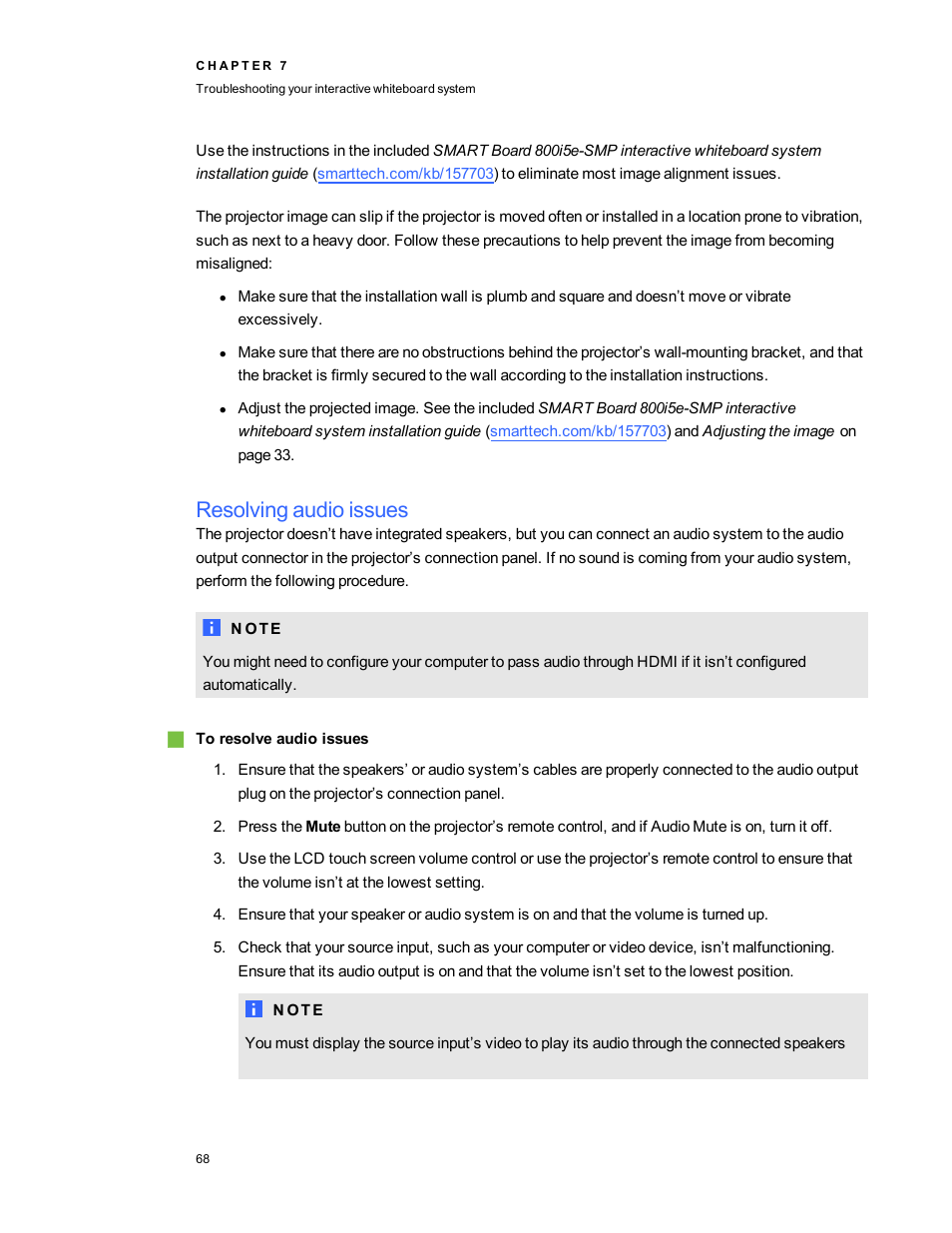 Resolving audio issues | Smart Technologies 800i5e-SMP User Manual | Page 80 / 118