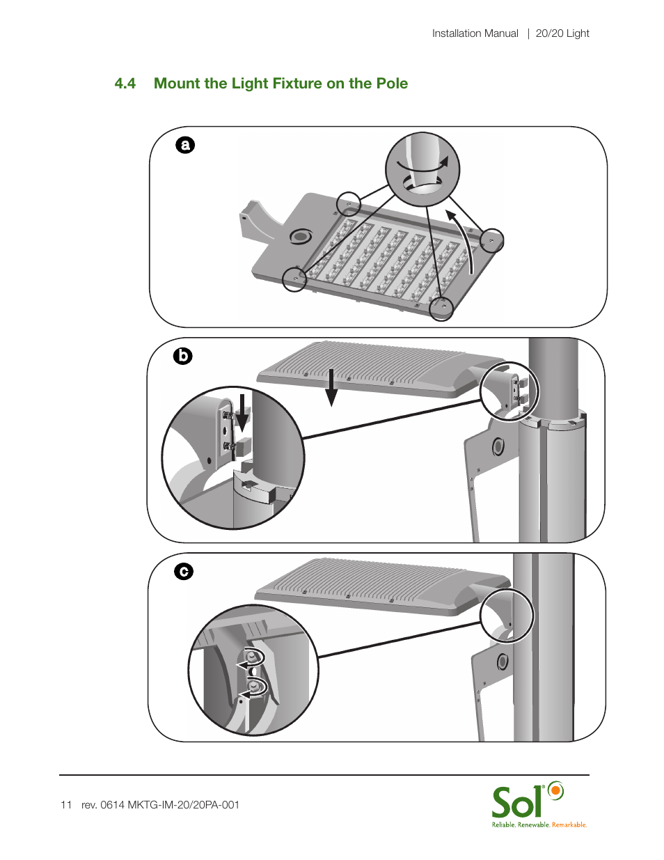 Sol 20/20 Solar LED Lighting Systems User Manual | Page 11 / 19