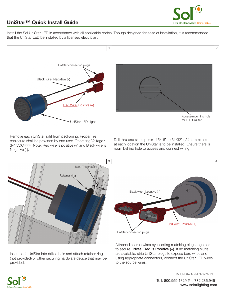 Sol UniStar LED User Manual | 1 page