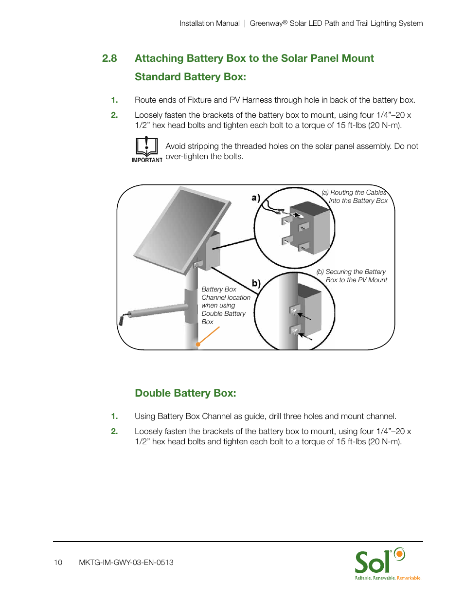 Double battery box | Sol GreenWay Solar Path Lighting User Manual | Page 10 / 20