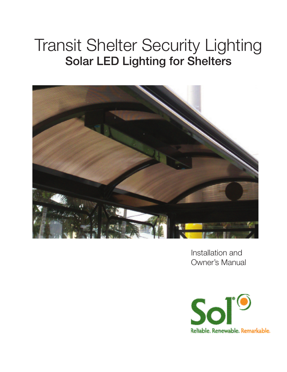 Sol Transit Shelter Security Lighting User Manual | 12 pages