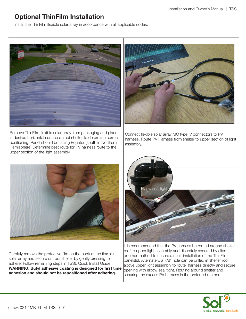 Optional thinfilm installation | Sol Transit Shelter Security Lighting User Manual | Page 6 / 12
