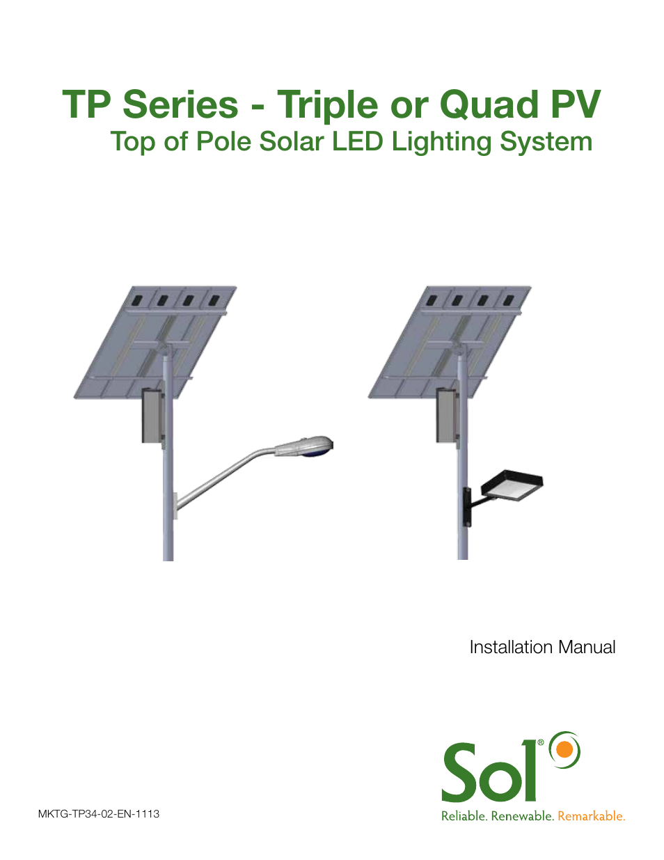 Sol TP Series Triple or Quad PV User Manual | 20 pages