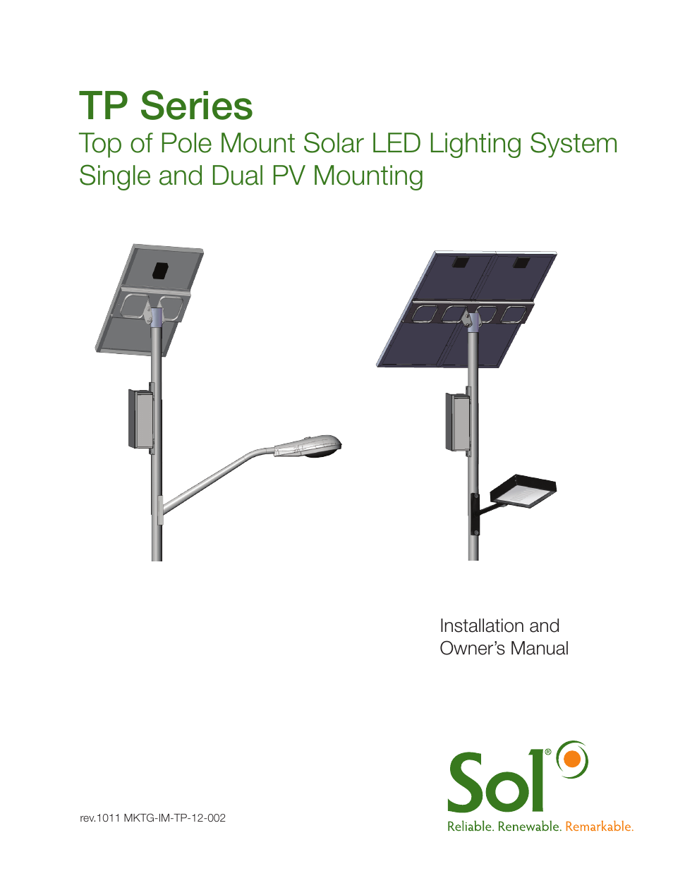 Sol TP Series Top of Pole Mount Lighting User Manual | 20 pages