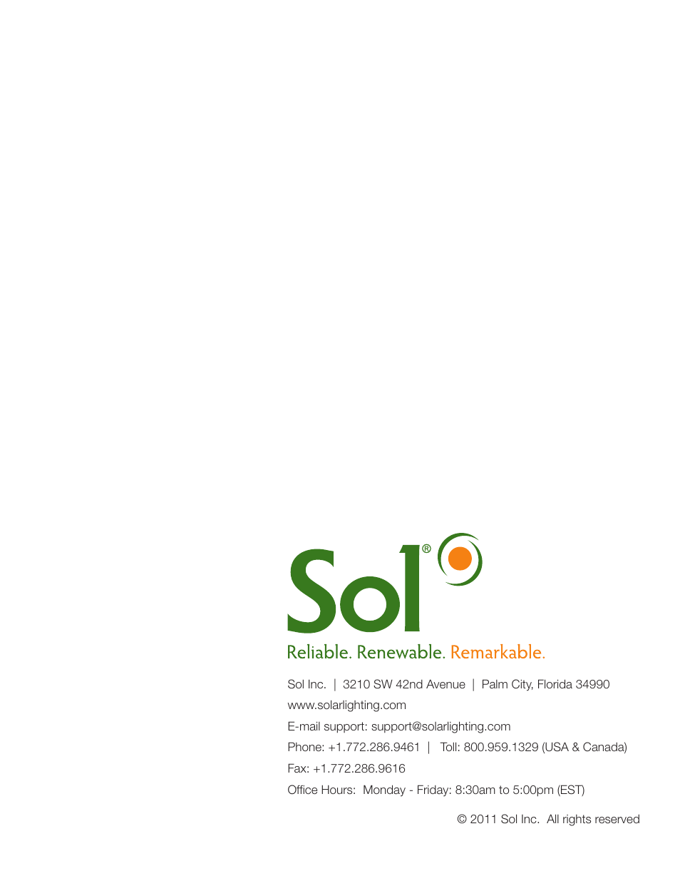 Sol TP Series Top of Pole Mount Lighting User Manual | Page 20 / 20