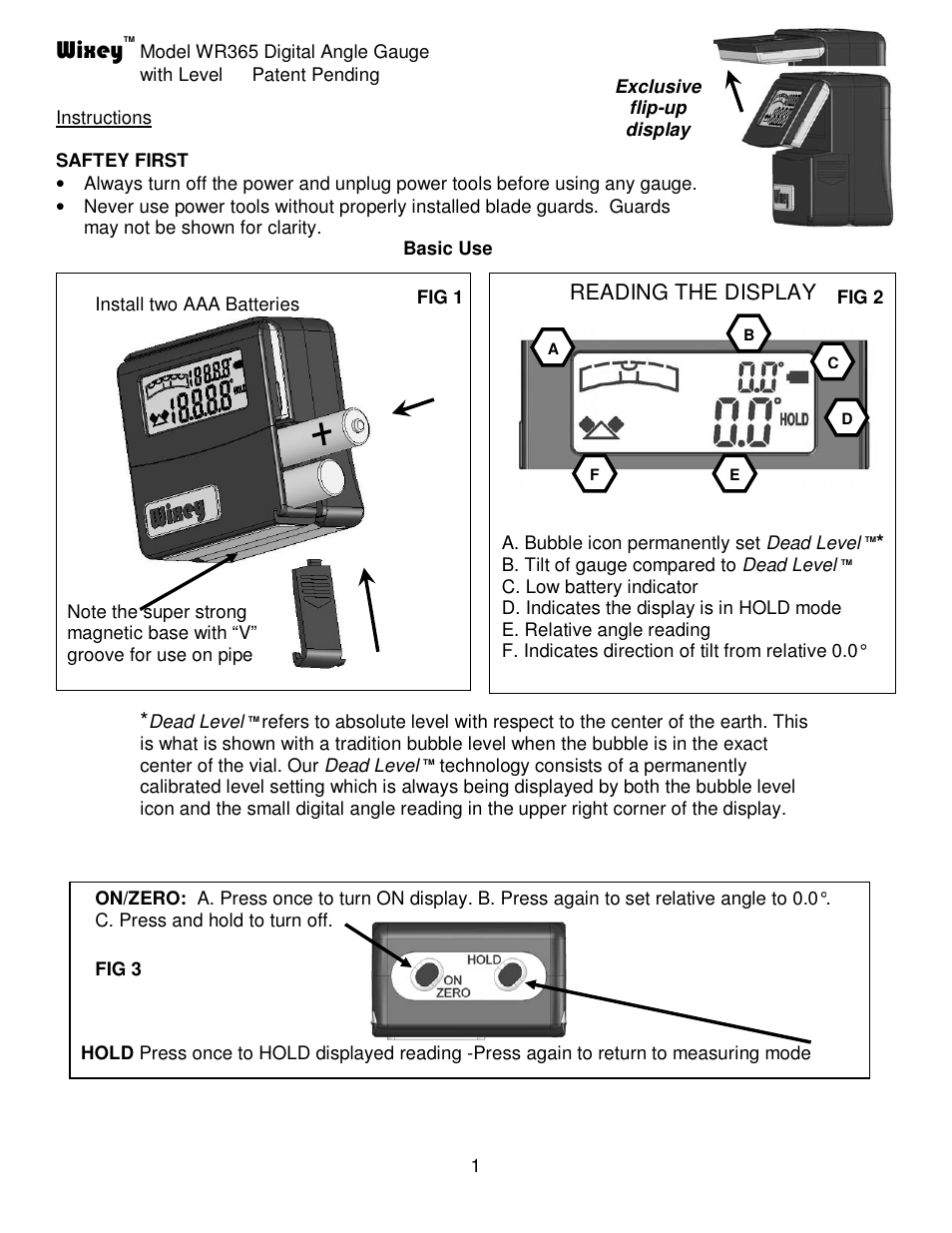 Wixey WR365 Digital Angle Gauge User Manual | 4 pages