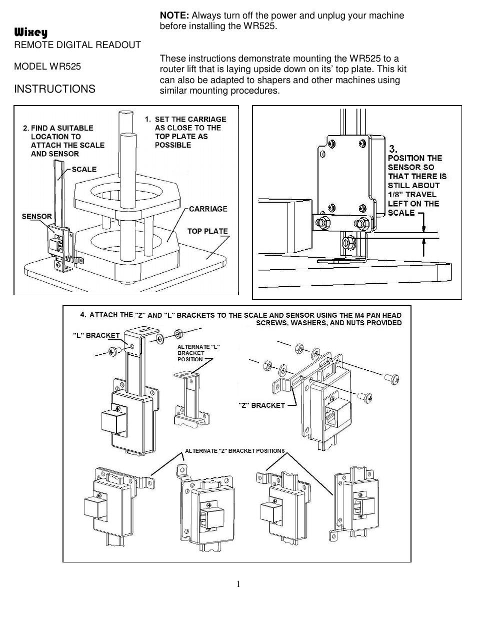 Wixey WR525 REMOTE DIGITAL READOUT User Manual | 4 pages