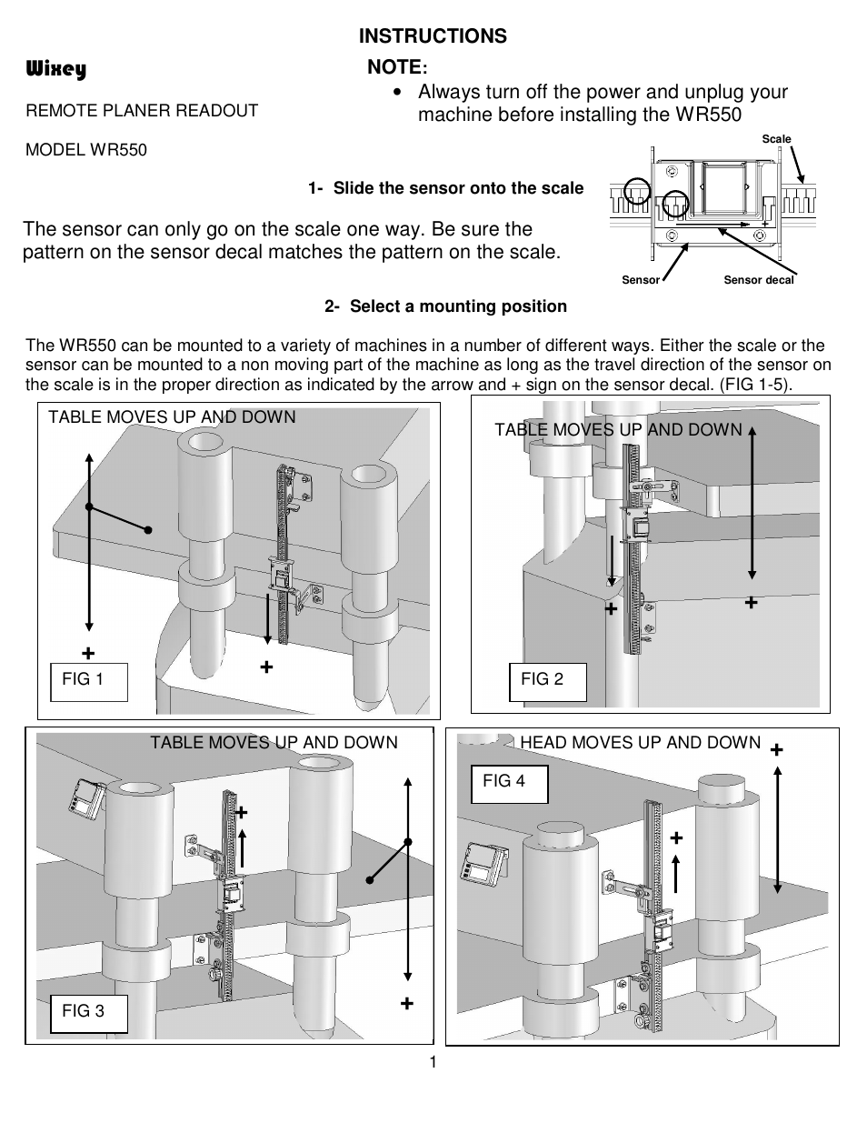 Wixey WR550 REMOTE PLANER READOUT User Manual | 8 pages