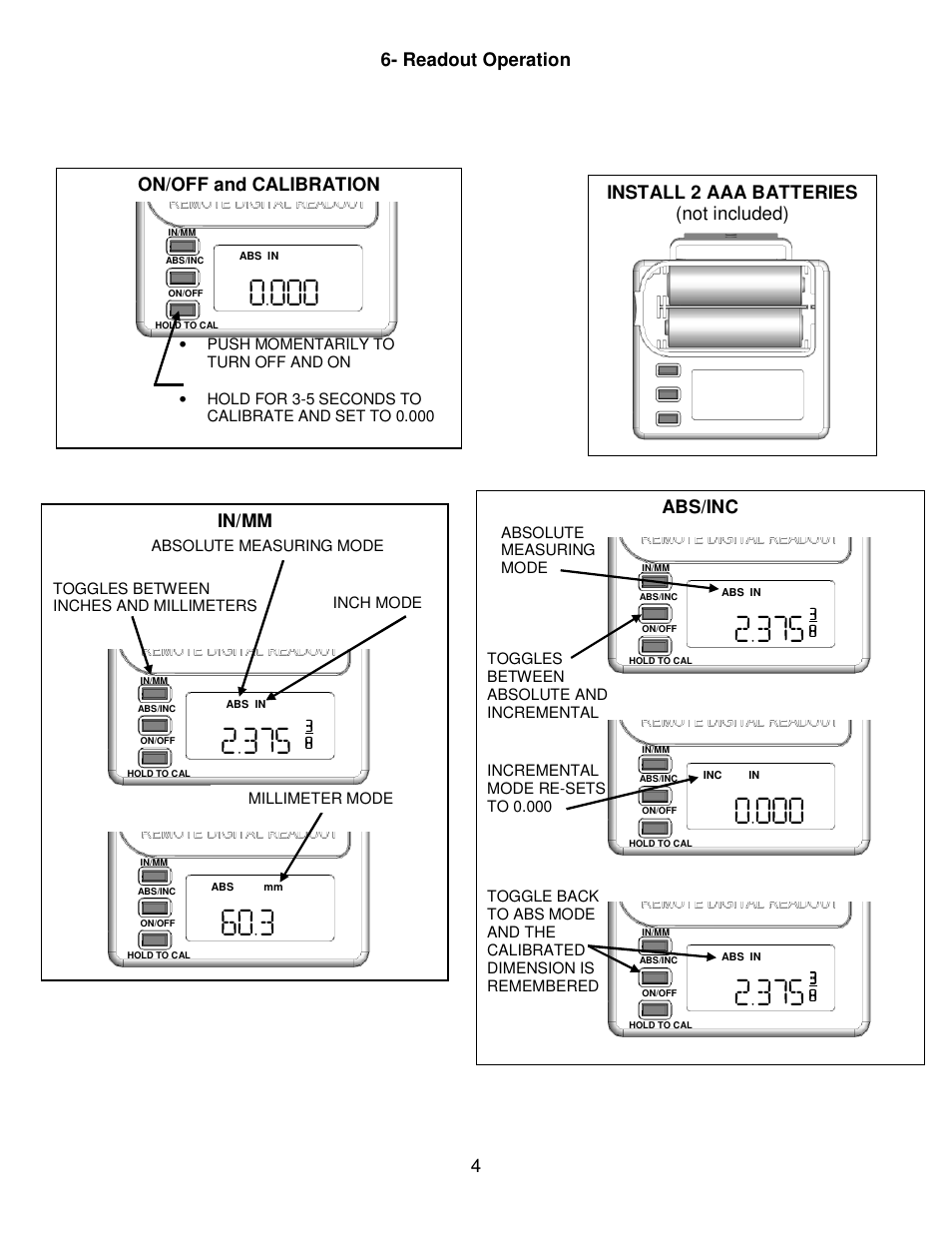 Wixey WR550 REMOTE PLANER READOUT User Manual | Page 4 / 8