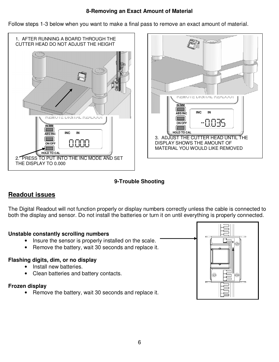Readout issues | Wixey WR550 REMOTE PLANER READOUT User Manual | Page 6 / 8