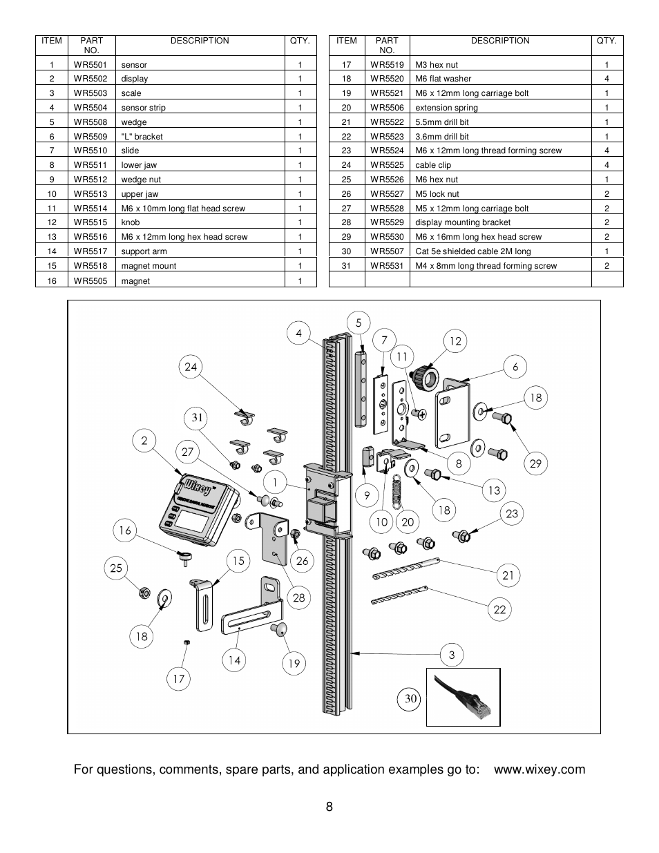 Wixey WR550 REMOTE PLANER READOUT User Manual | Page 8 / 8
