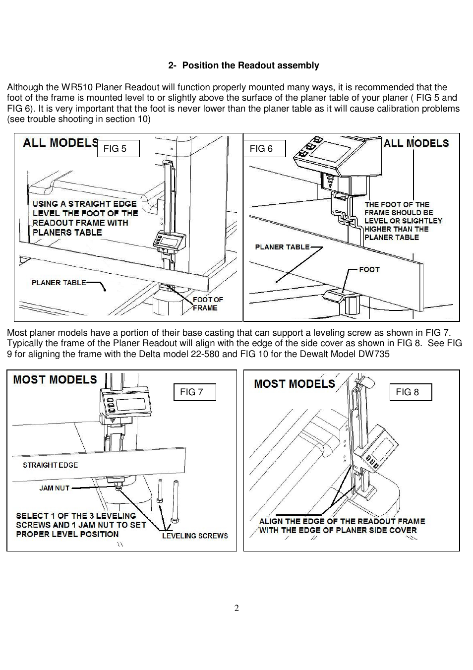 Wixey WR510 PLANER READOUT User Manual | Page 2 / 8