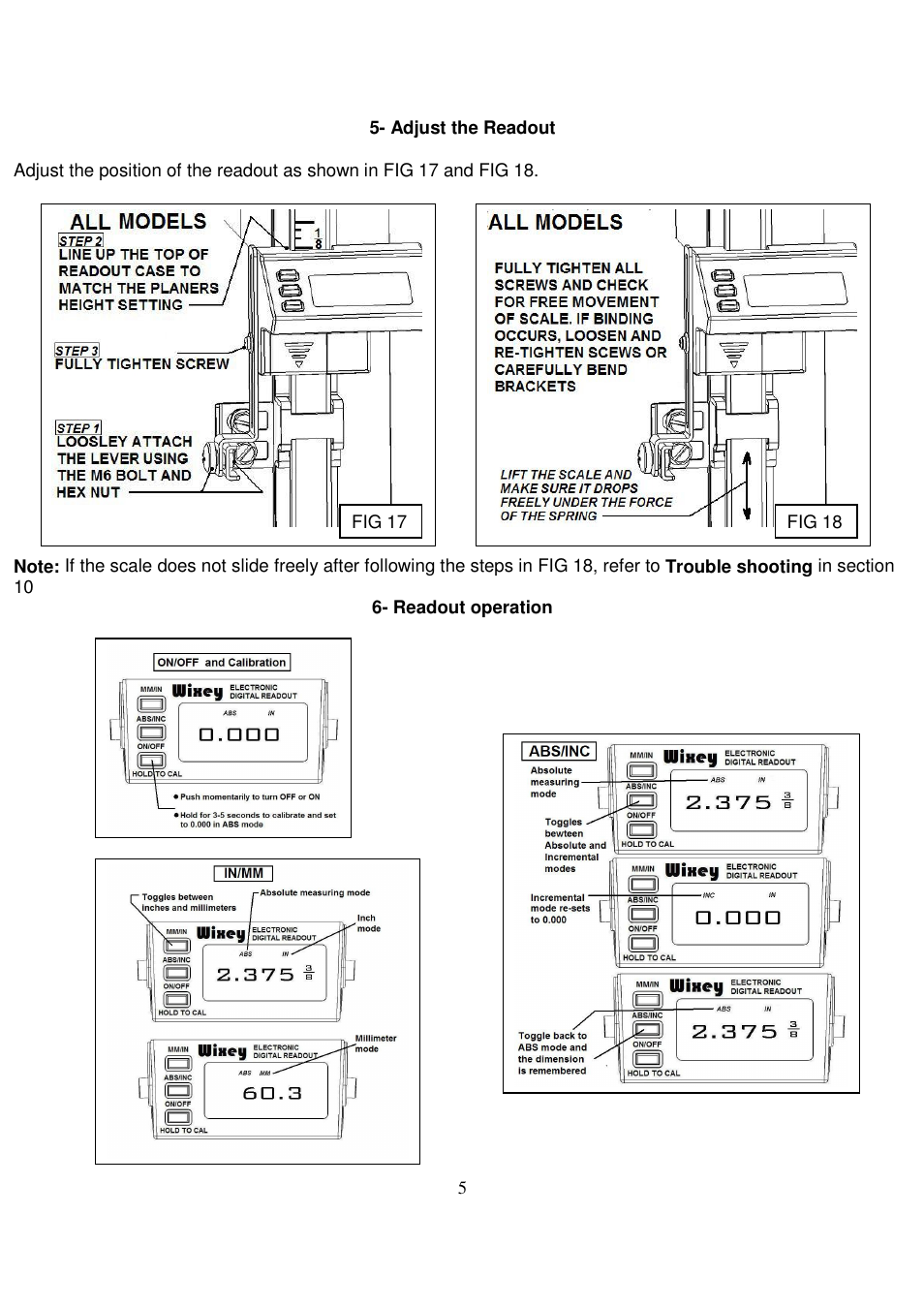 Wixey WR510 PLANER READOUT User Manual | Page 5 / 8