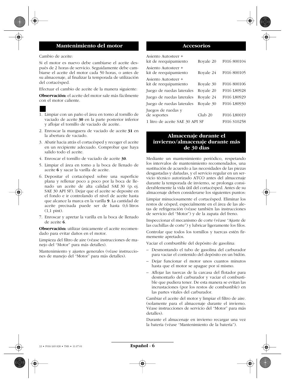 Mantenimiento del motor | Atco ROYALE 20E I/C User Manual | Page 33 / 104