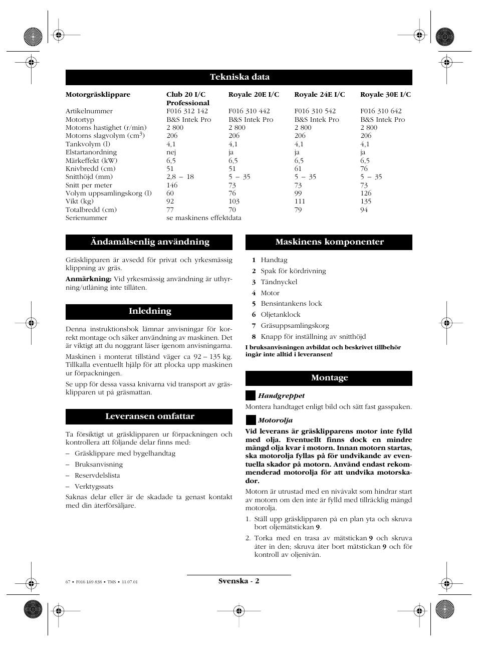 Atco ROYALE 20E I/C User Manual | Page 67 / 104