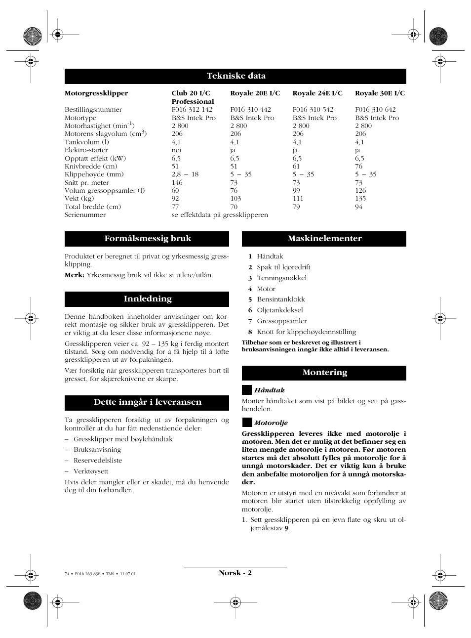 Atco ROYALE 20E I/C User Manual | Page 74 / 104