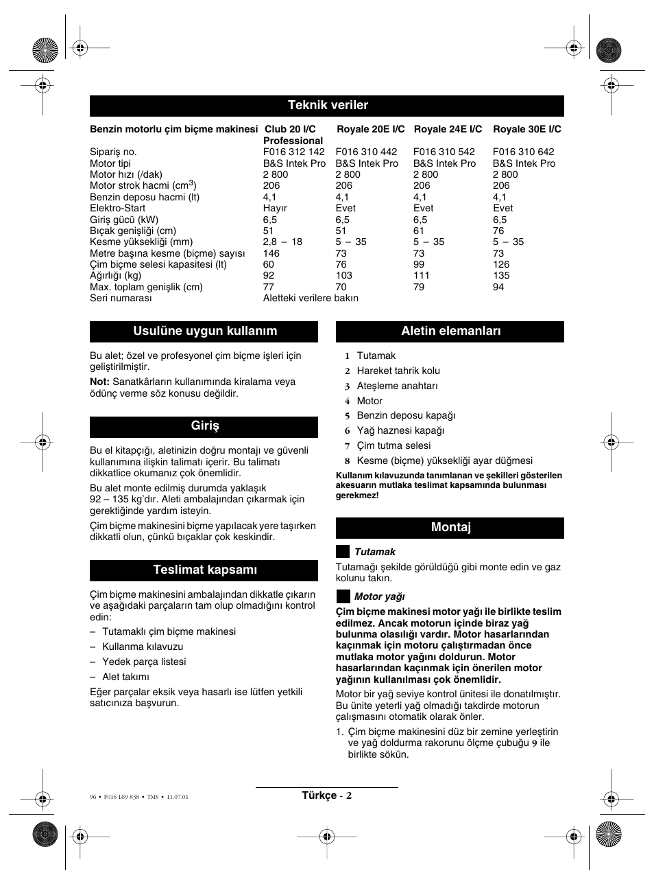 Atco ROYALE 20E I/C User Manual | Page 96 / 104