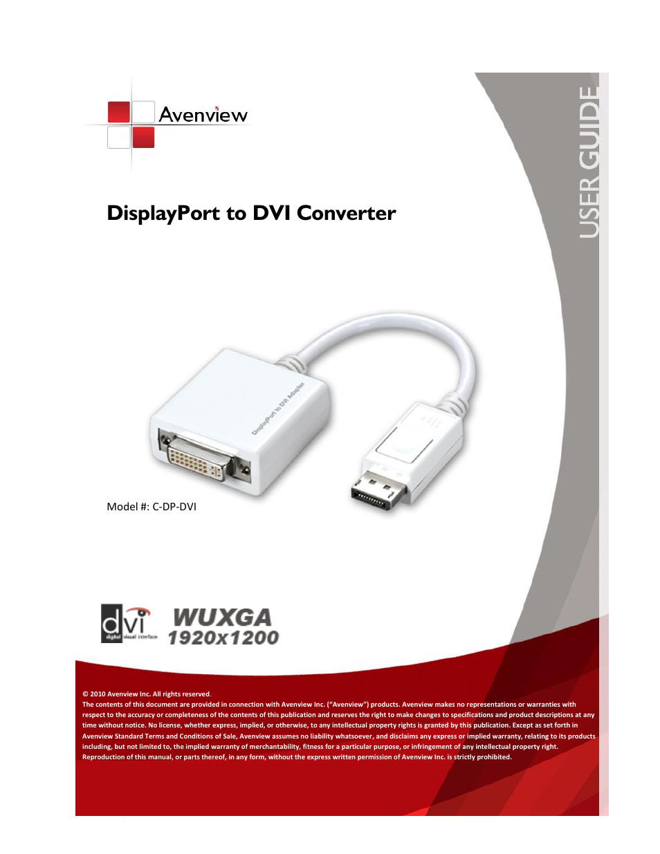 Avenview C-DP-DVI User Manual | 7 pages