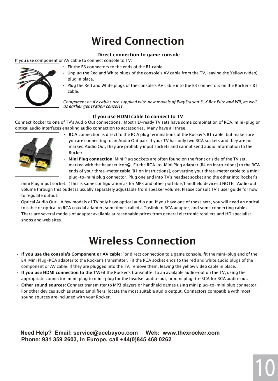 Wired connection, Wireless connection | X Rockers 06114 User Manual | Page 10 / 12