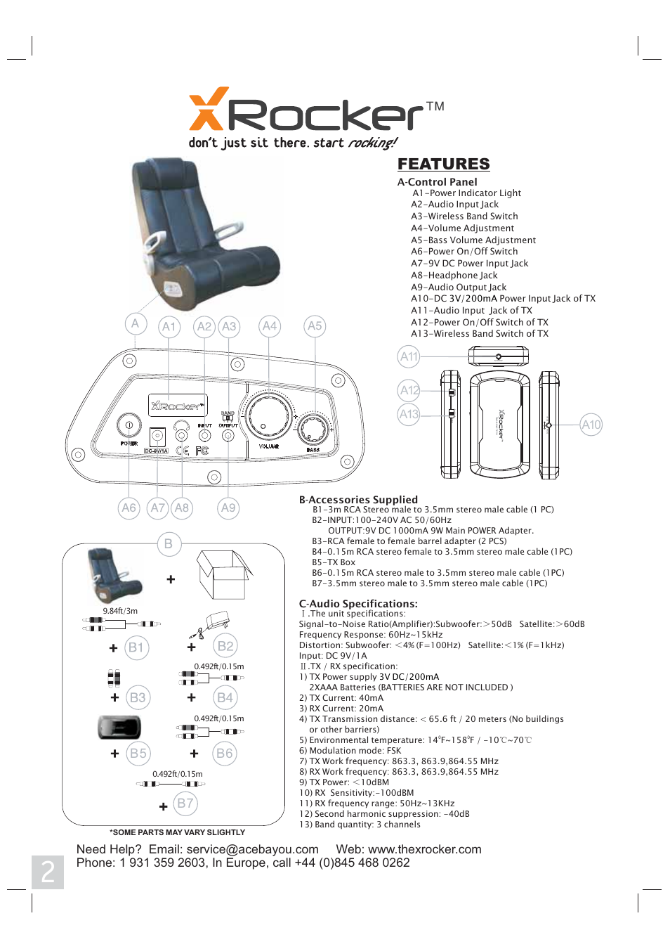 Features, B6 b7 b5 | X Rockers 51245 User Manual | Page 2 / 8
