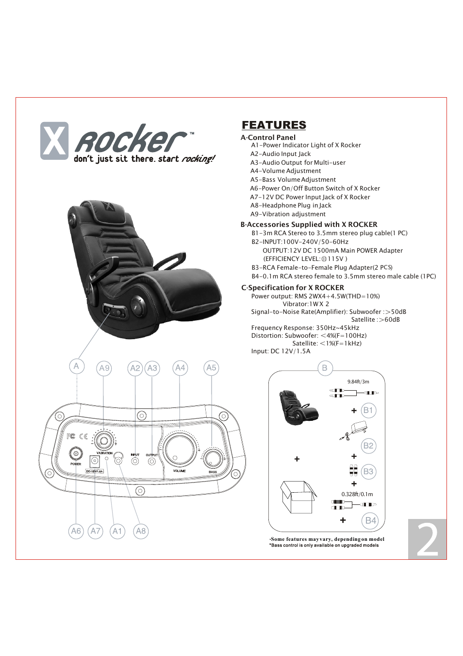 Features | X Rockers 51259 User Manual | Page 2 / 6