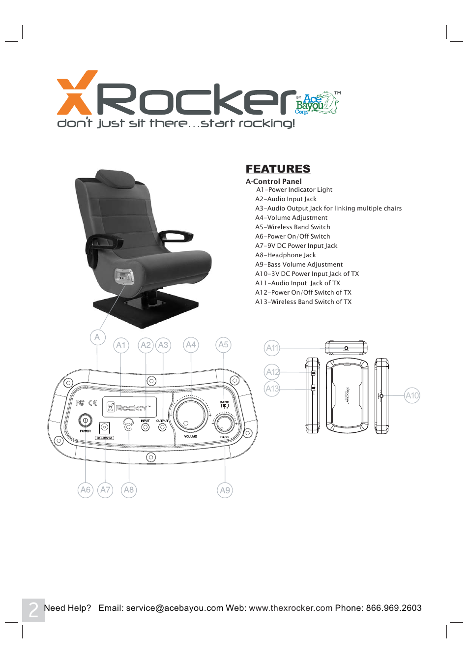 Features | X Rockers 51275 User Manual | Page 2 / 8