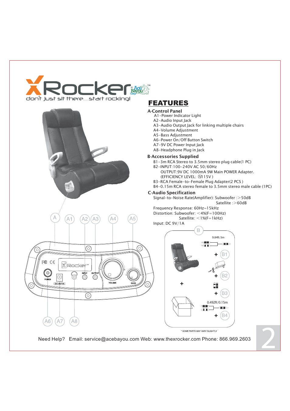 Features | X Rockers 51276 User Manual | Page 2 / 6