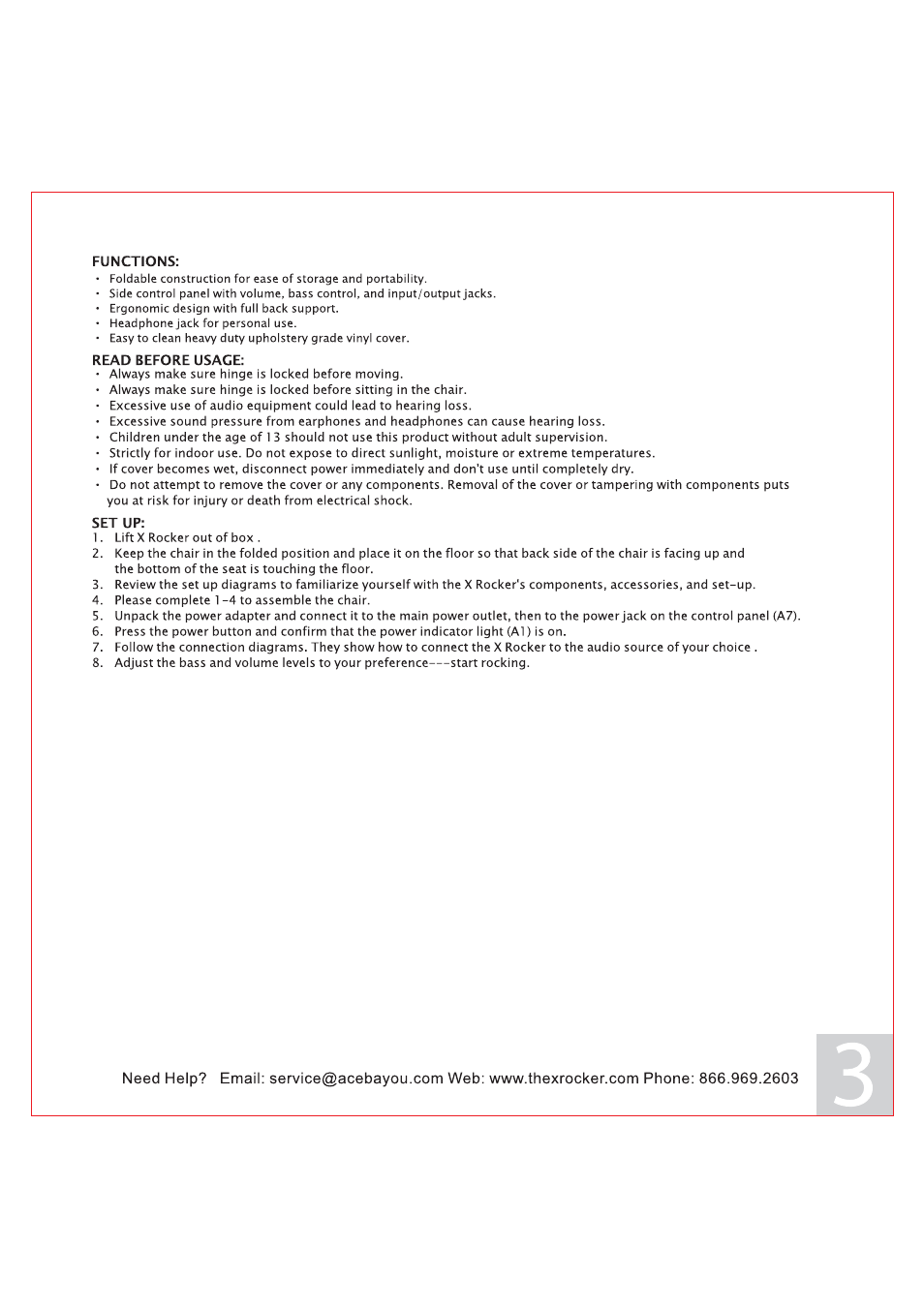 X Rockers 51276 User Manual | Page 3 / 6