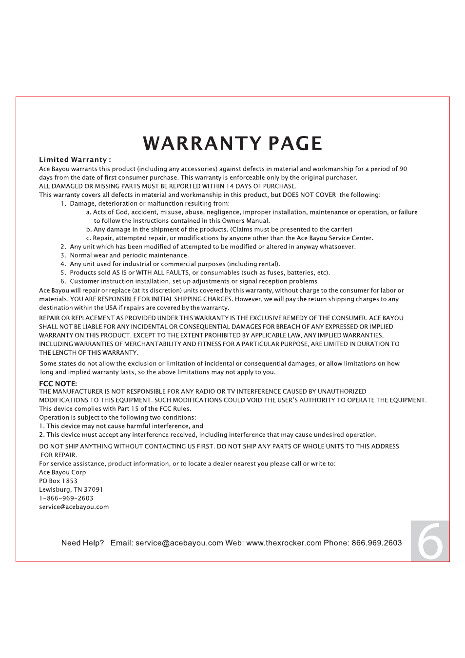 X Rockers 51276 User Manual | Page 6 / 6