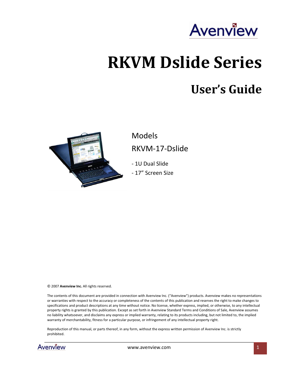 Avenview RKVM-17-Dslide User Manual | 25 pages