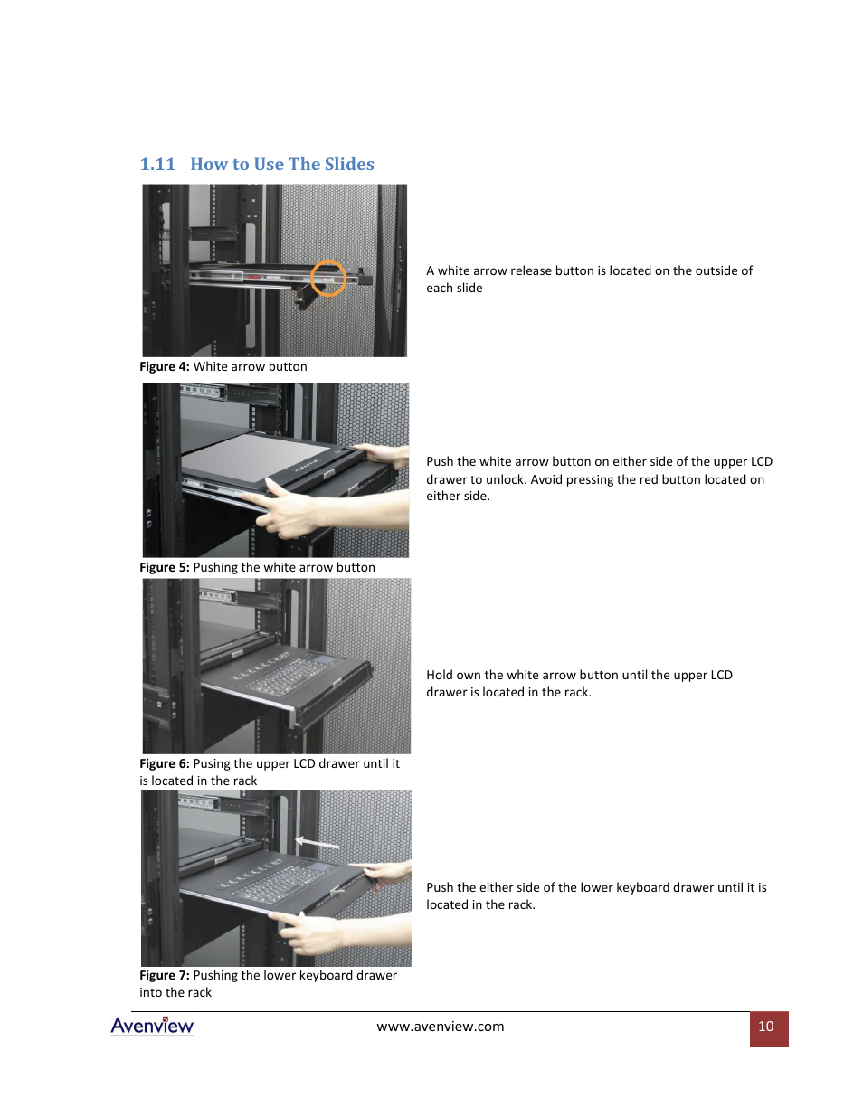 How to use the slides, 11 how to use the slides | Avenview RKVM-17-Dslide User Manual | Page 10 / 25