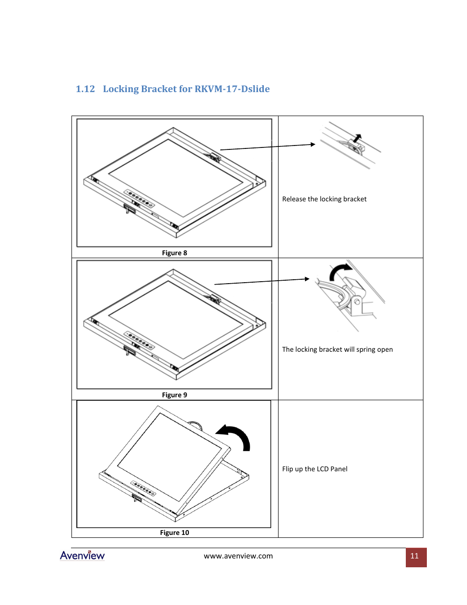 Locking bracket for rkvm-17-dslide, 12 locking bracket for rkvm-17-dslide | Avenview RKVM-17-Dslide User Manual | Page 11 / 25
