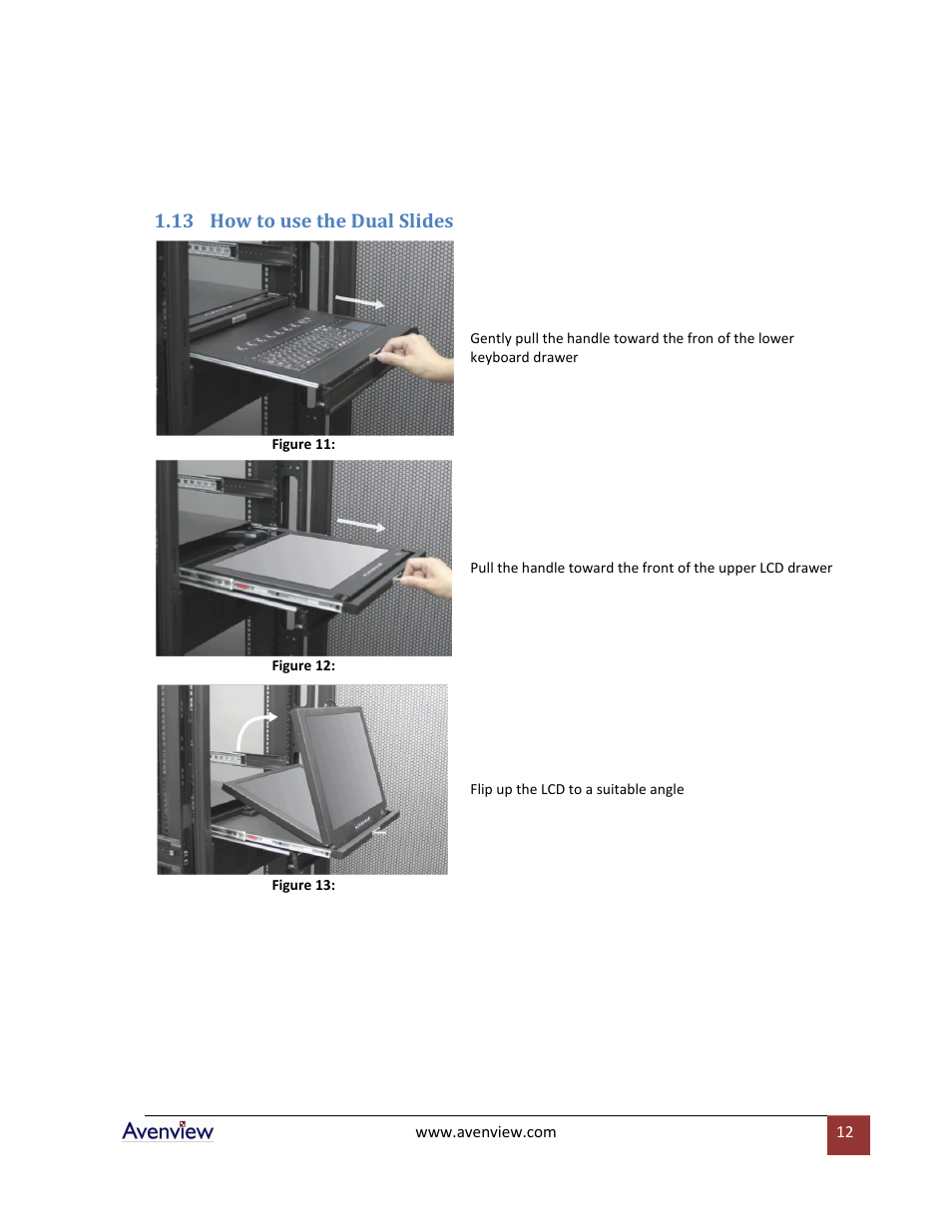 How to use the dual slides, 13 how to use the dual slides | Avenview RKVM-17-Dslide User Manual | Page 12 / 25