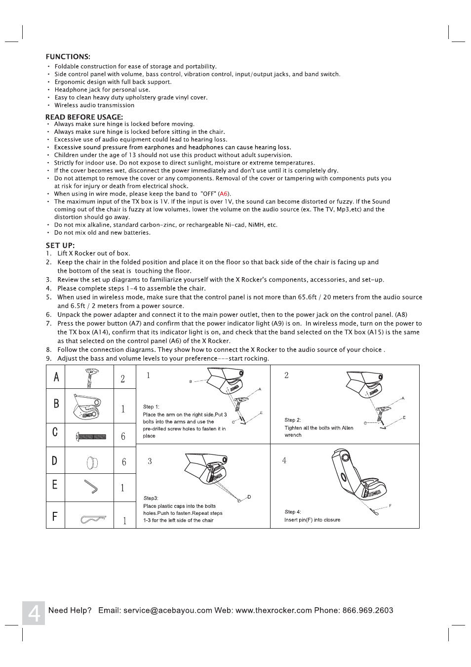 X Rockers 51319 User Manual | Page 4 / 8