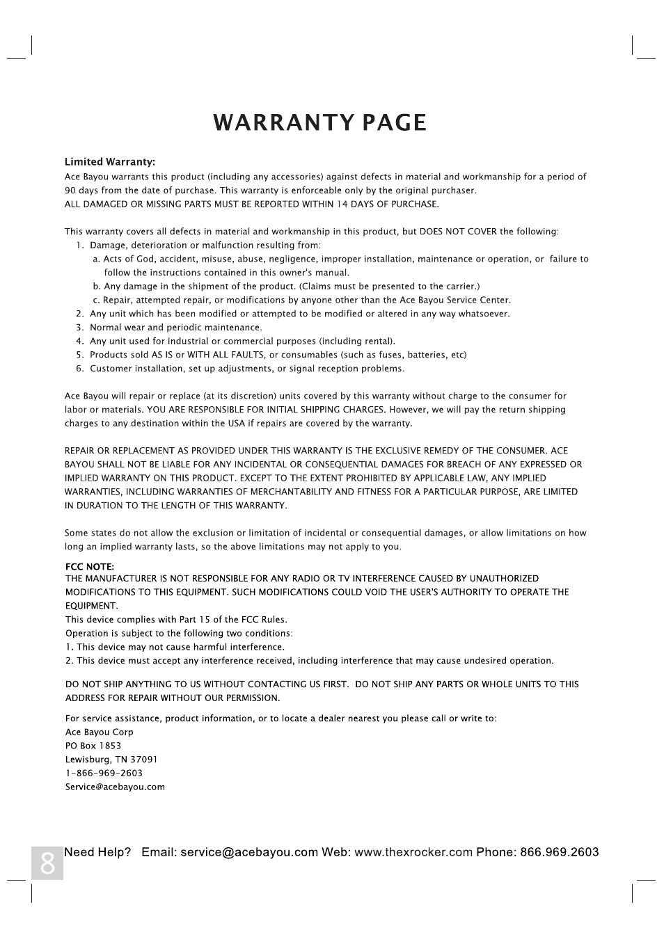 X Rockers 51396-X User Manual | Page 8 / 8