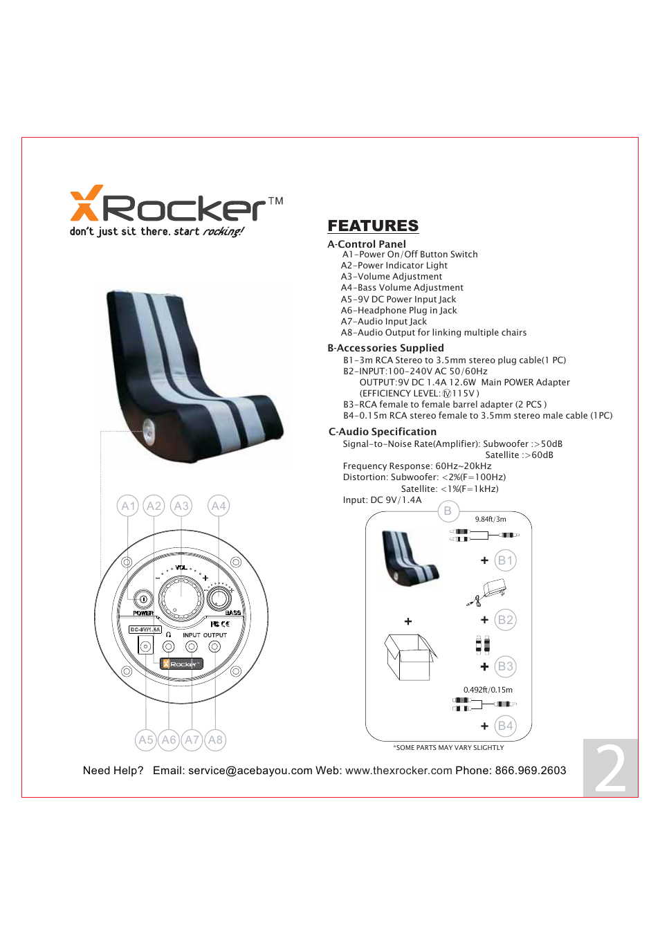 Features | X Rockers 51413 User Manual | Page 2 / 6