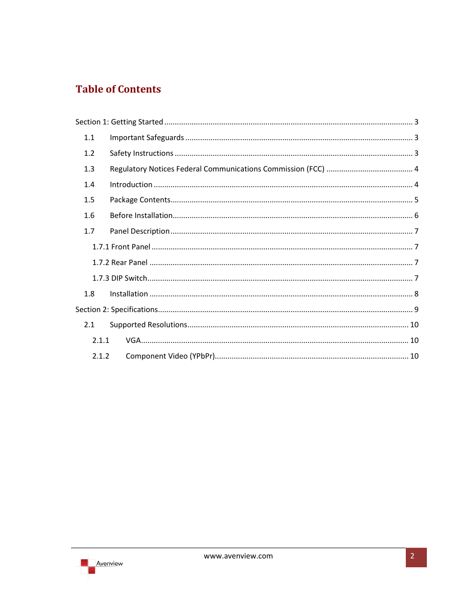 Avenview C-COMPVGA-HDM User Manual | Page 2 / 12