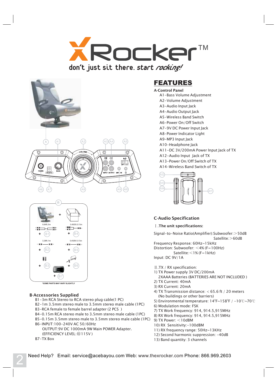 Features | X Rockers 51433 User Manual | Page 2 / 8