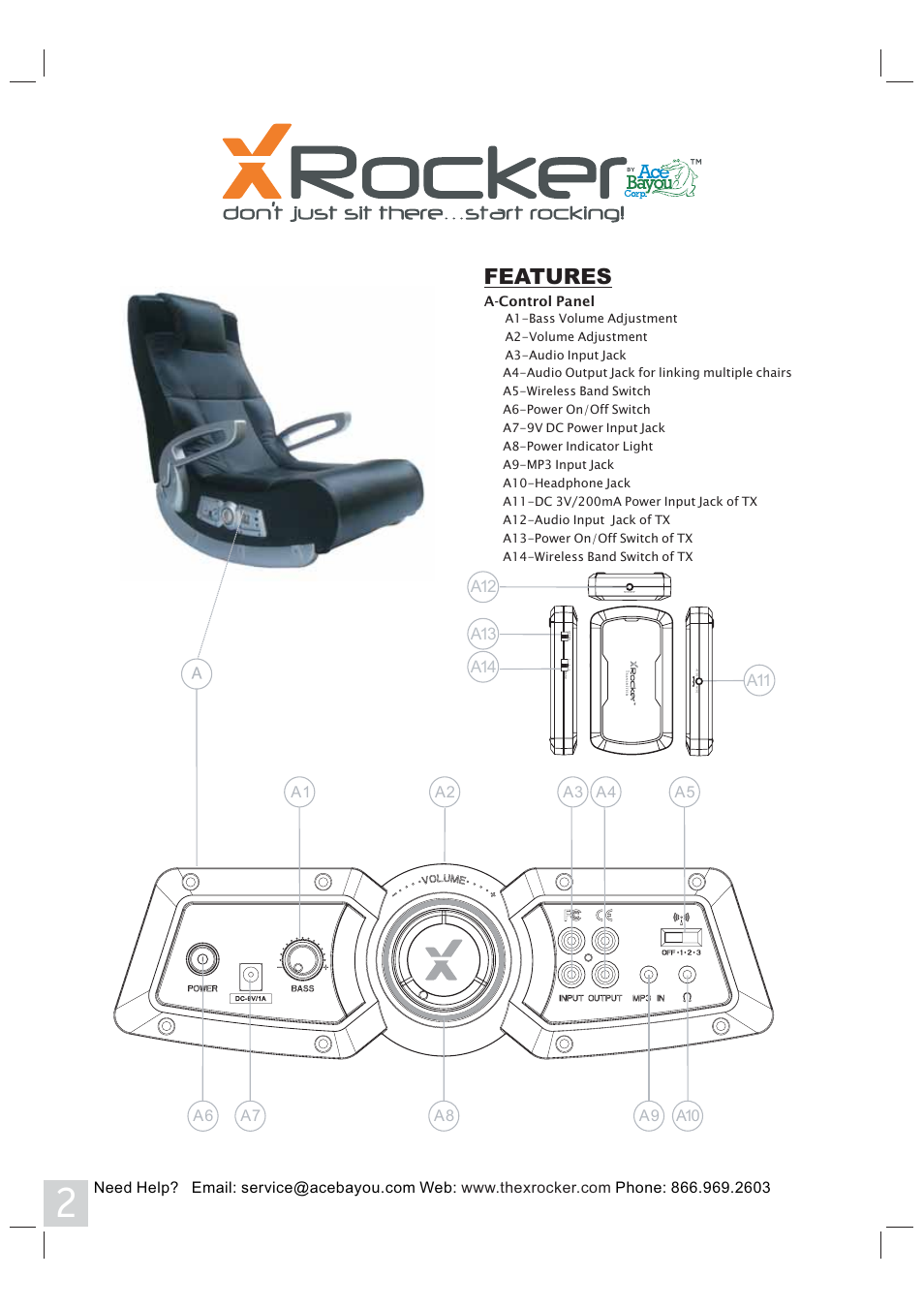 Features | X Rockers 51436 User Manual | Page 2 / 8
