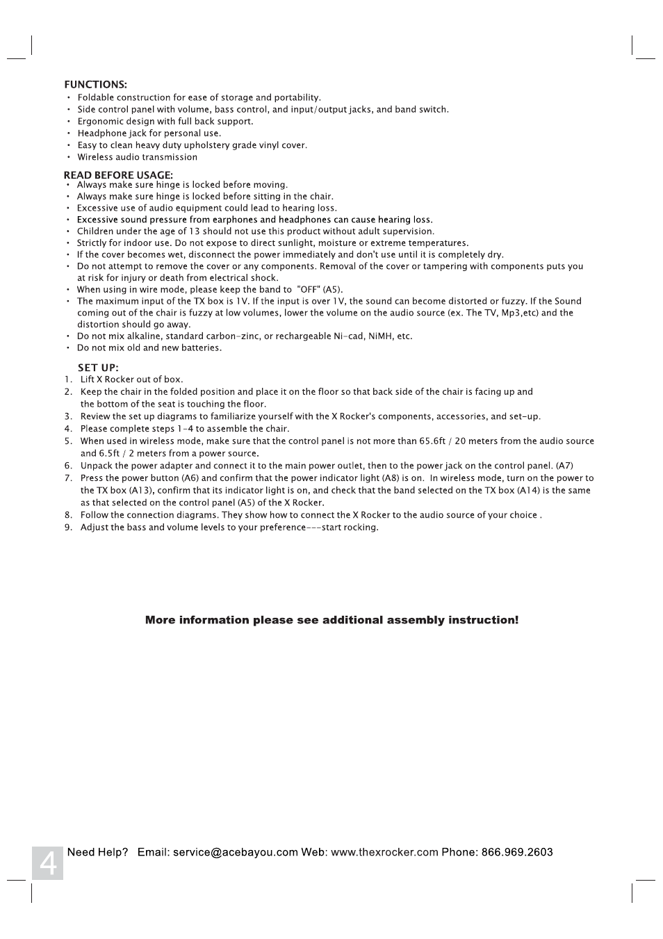 X Rockers 51436 User Manual | Page 4 / 8