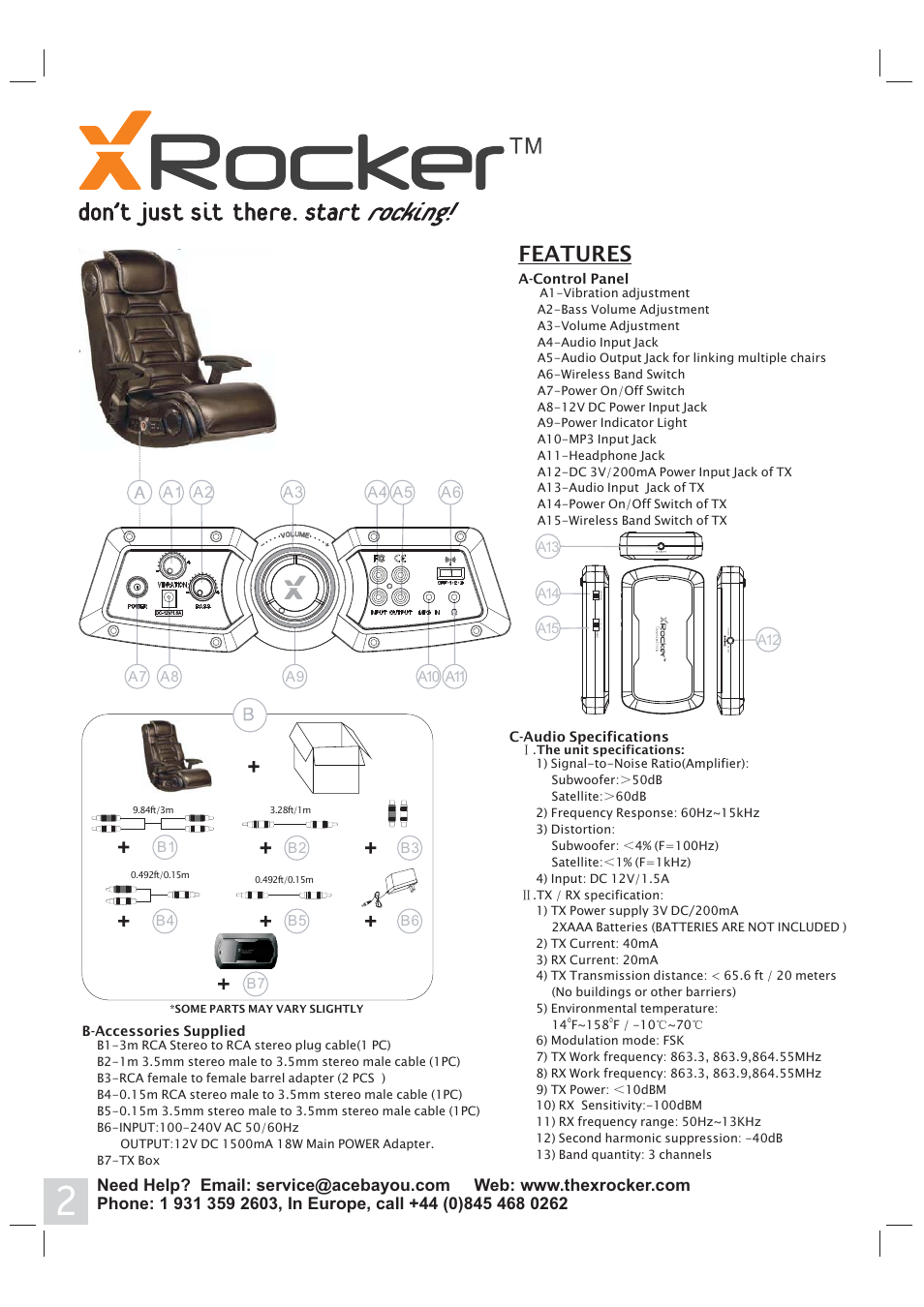 Features | X Rockers 51458 User Manual | Page 2 / 8