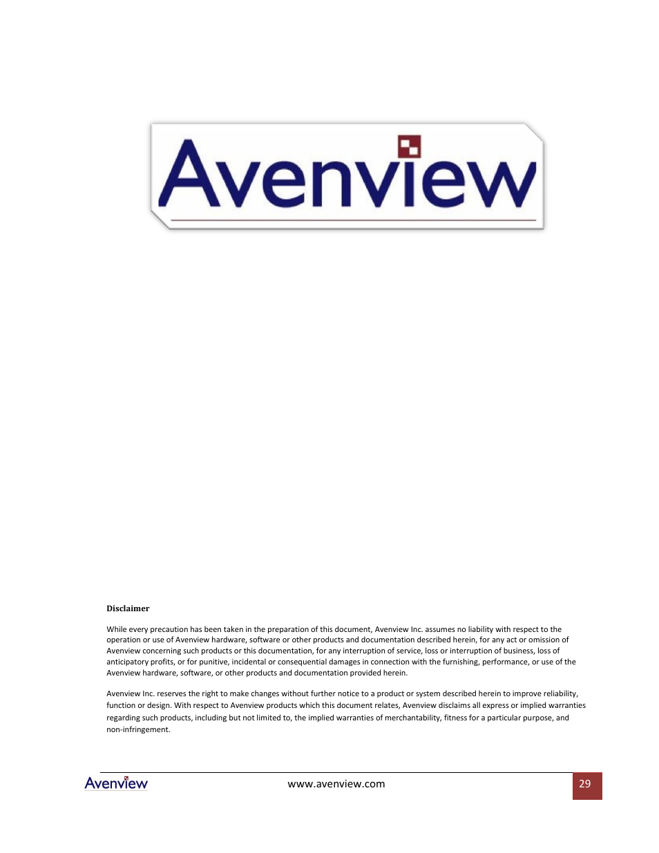 Avenview SW-DVI-16X16 User Manual | Page 29 / 29