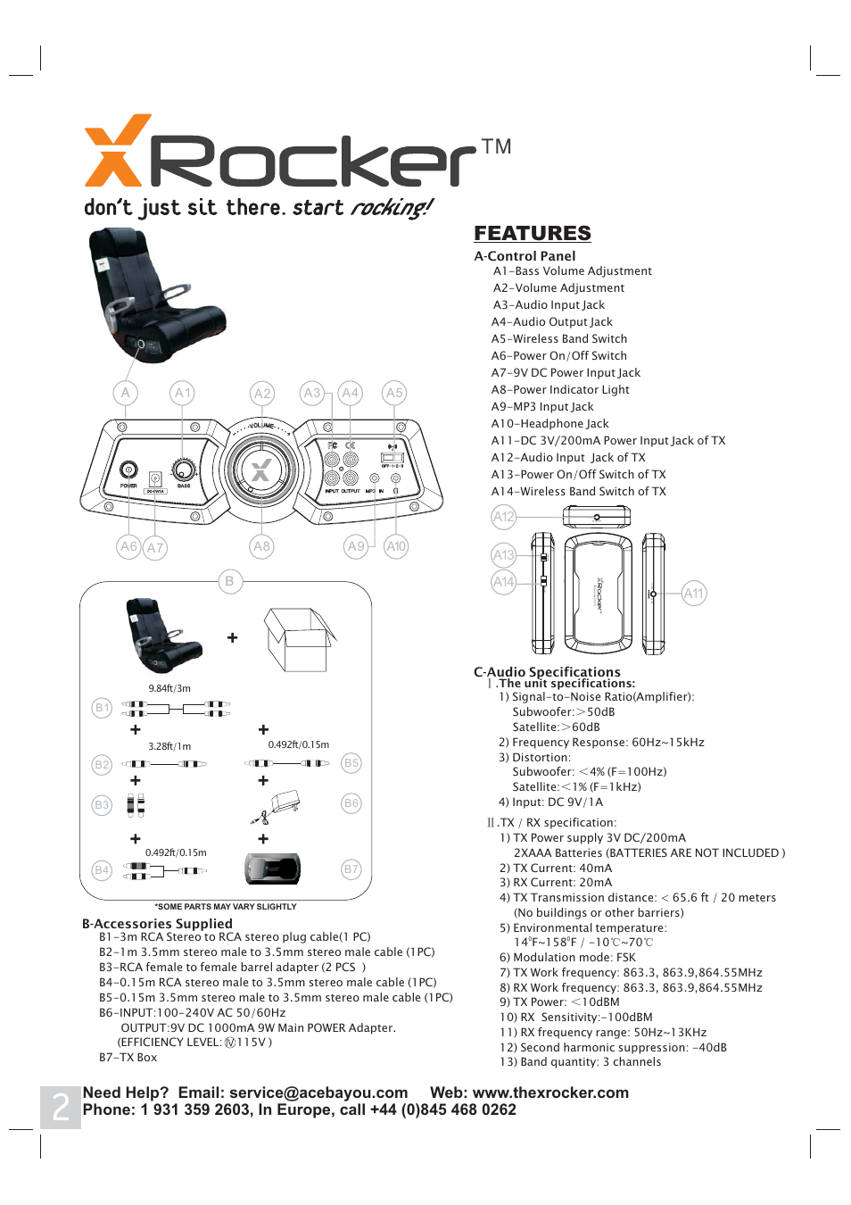 Features | X Rockers 51475 User Manual | Page 2 / 8