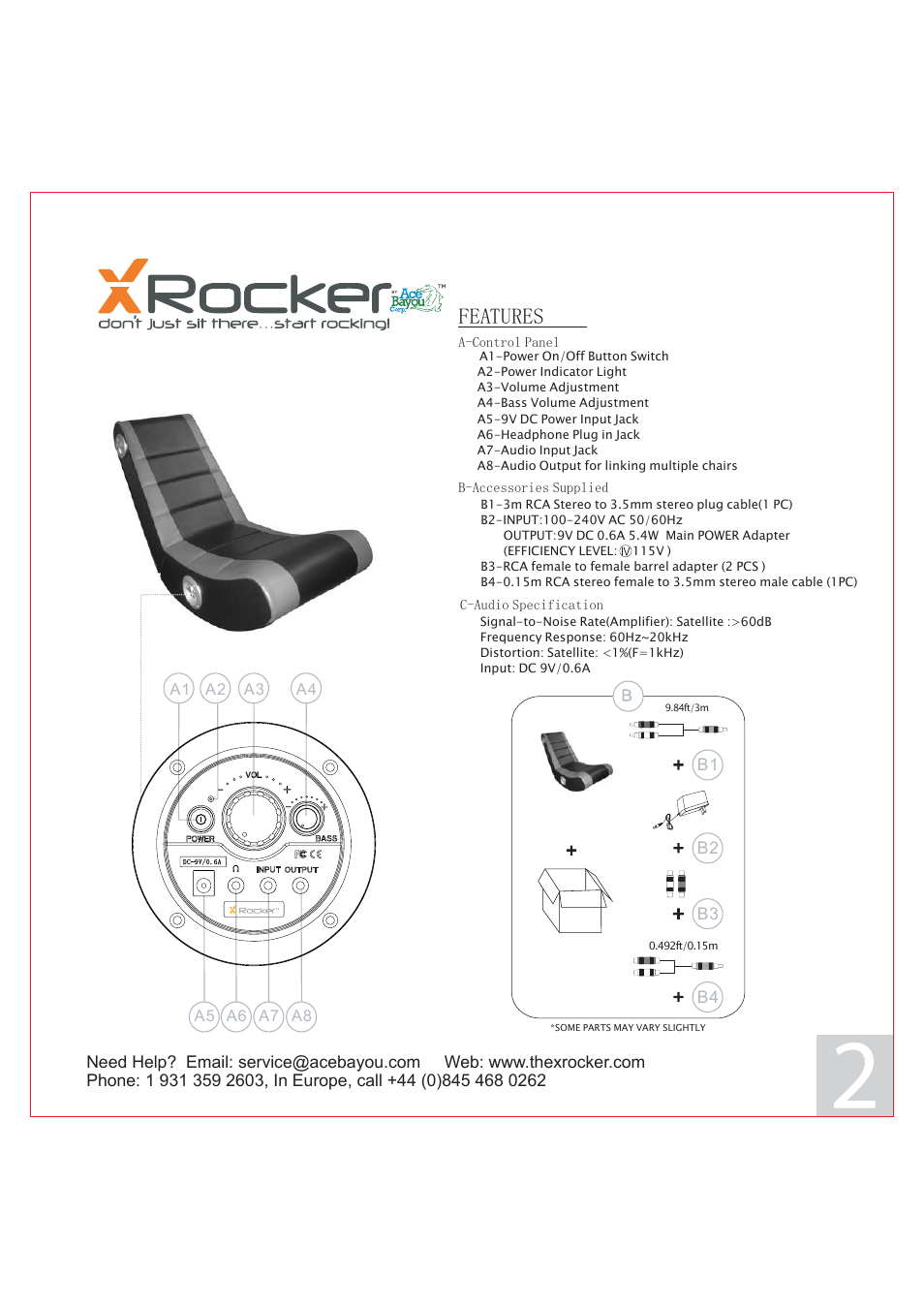 Features | X Rockers 51476 User Manual | Page 2 / 7