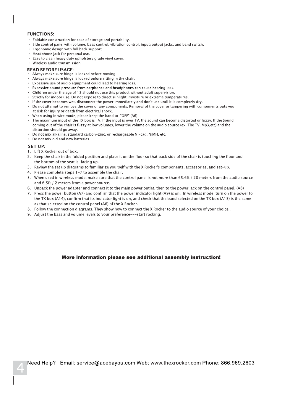 X Rockers 51492 User Manual | Page 4 / 8