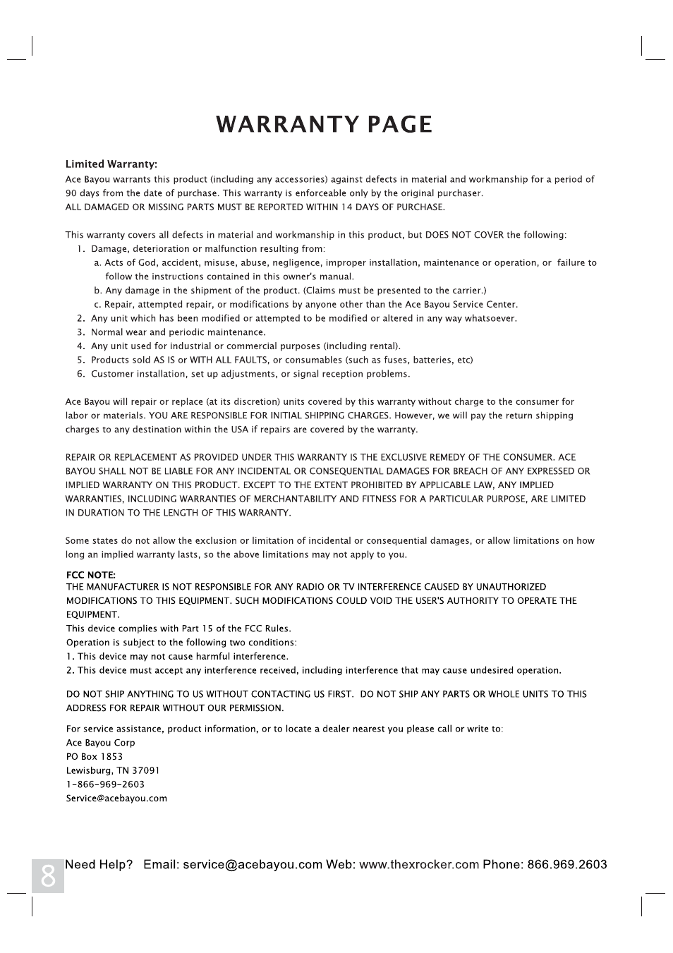 X Rockers 51492 User Manual | Page 8 / 8