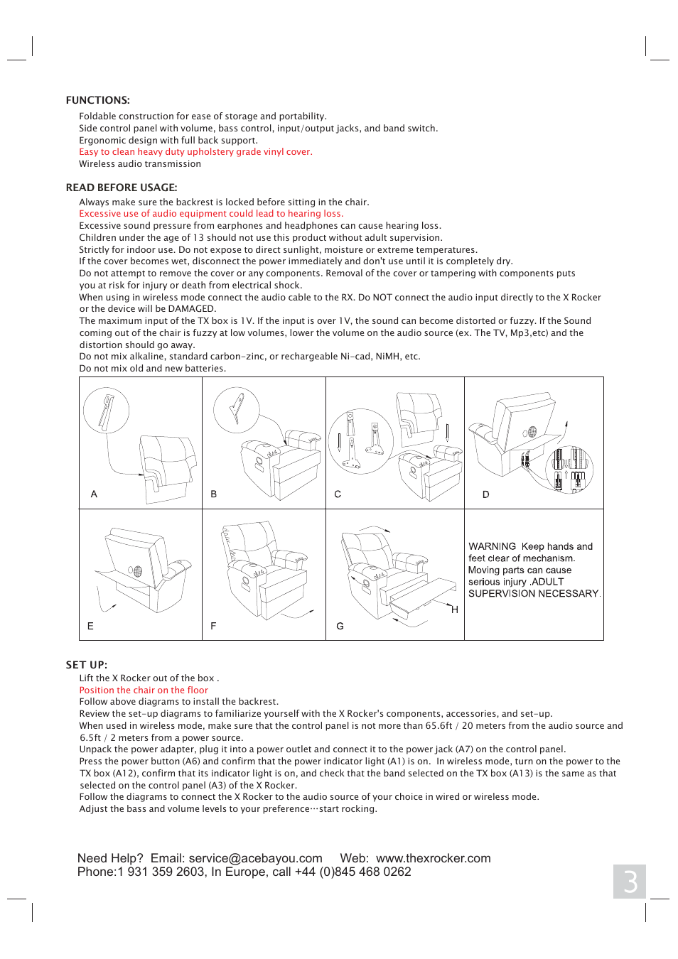 X Rockers 06107 User Manual | Page 3 / 8