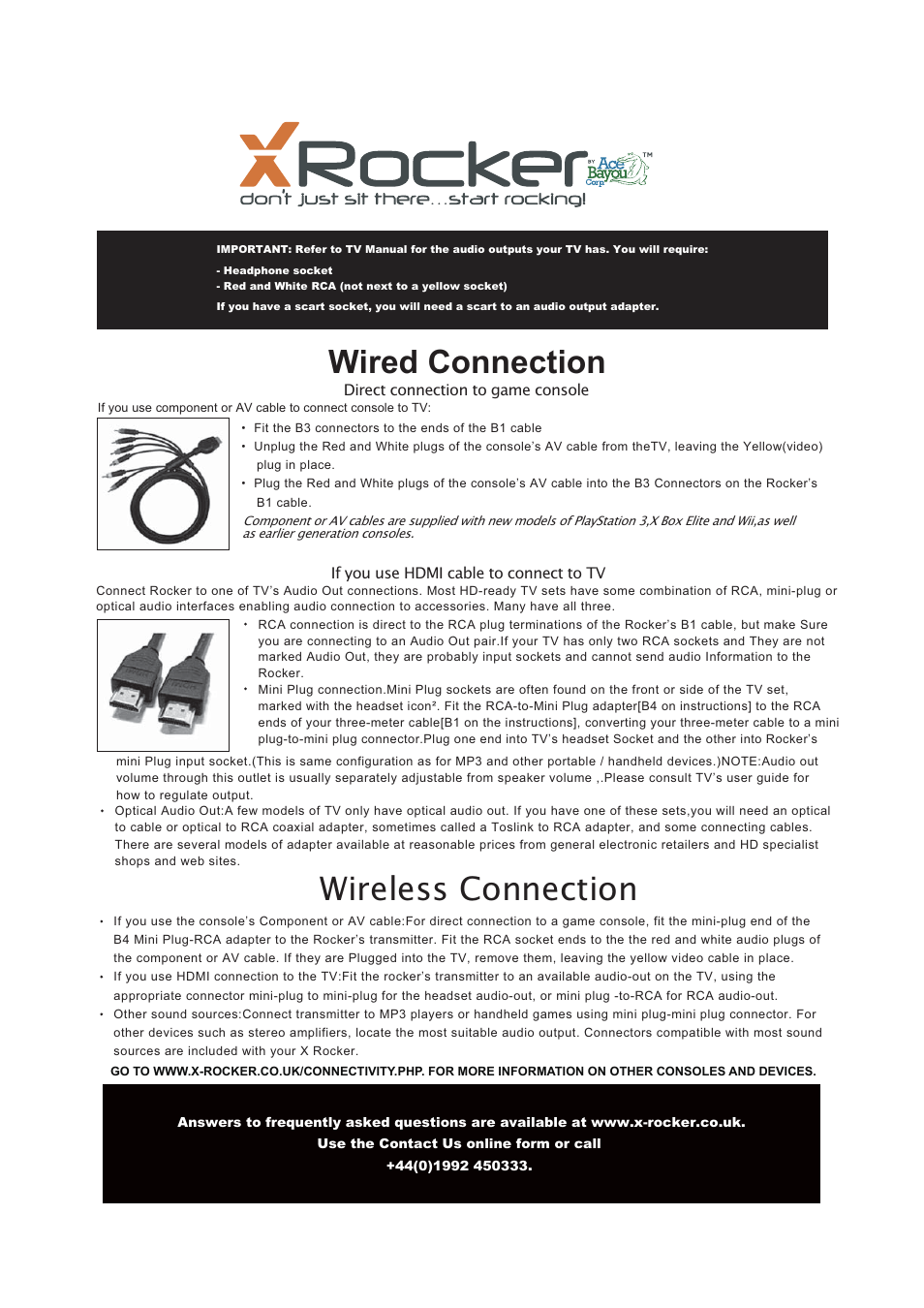 Wired connection, Wireless connection | X Rockers 51483 User Manual | Page 9 / 10