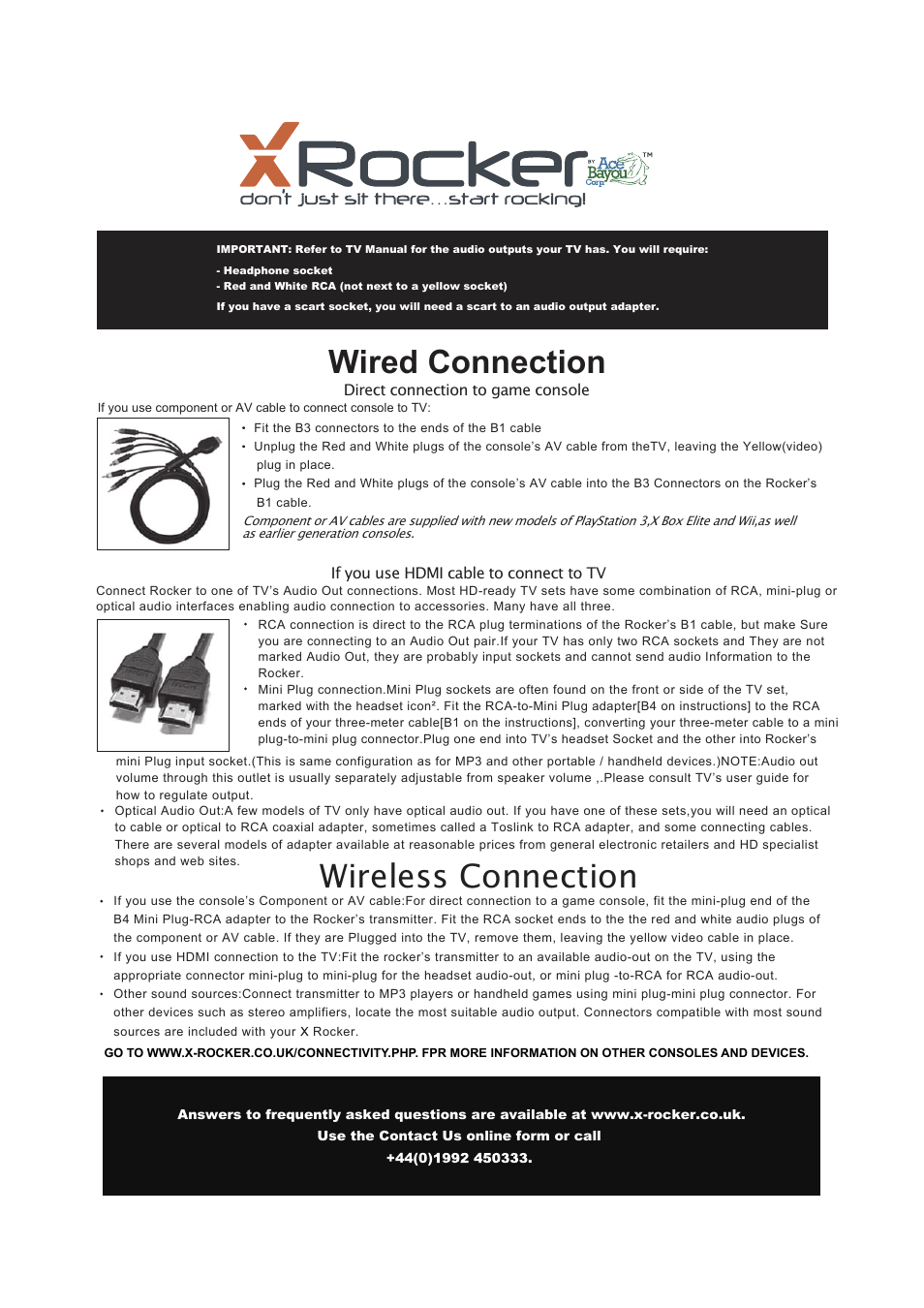 Wired connection, Wireless connection | X Rockers 51071 User Manual | Page 6 / 7